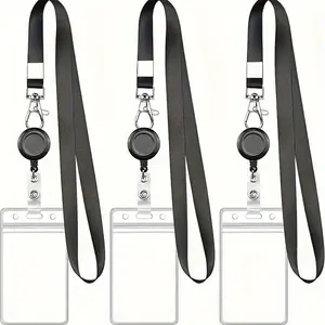 Retractable ID Badge Holder with Clip, 2 Counts ID Card Holder, Identification Badges & Supplies for Teachers and Office Staff Use, Retractable Badge Holders