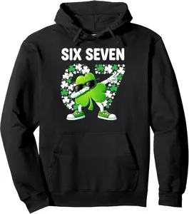 St Patricks Day Six Seven 6 7 Meme Shamrock Girls Boys Pullover Hoodie YOUTH BOYS Hoodie Cotton Fabric