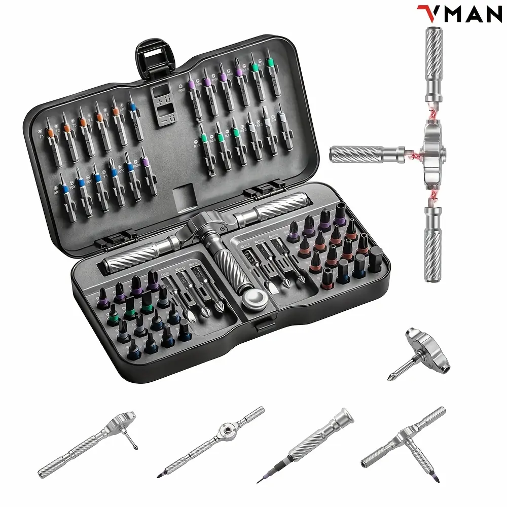 66-in-1 Ratchet Screwdriver Set with 62 Magnetic Bits (PH0-TX135) - Professional Electronics Repair Tool Kit, Precision Multi-Function Handle & Magnetizer Tool for Smartphones, Watches, Laptops, Glasses - Portable Screwdriver Kit for DIY &, Toolkit