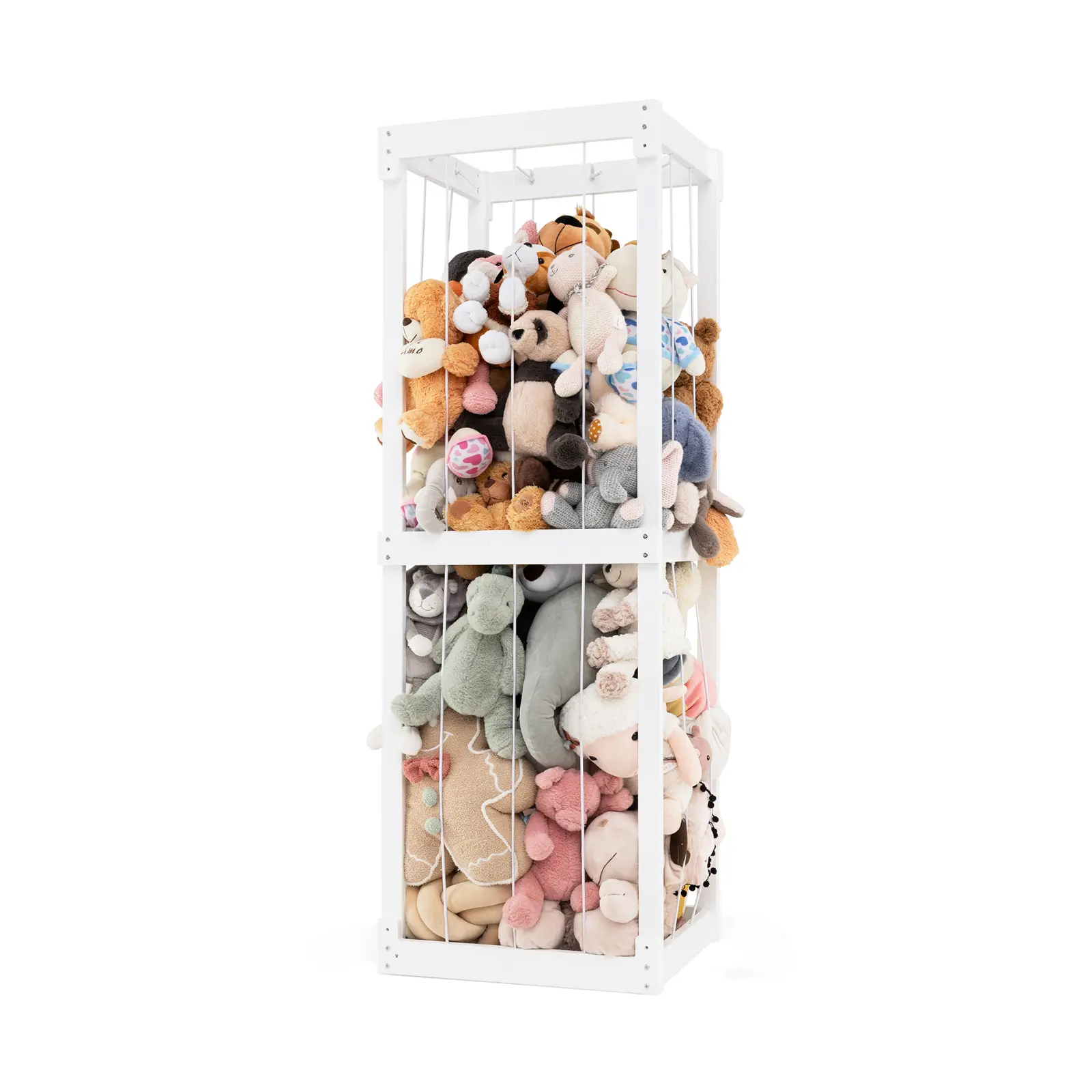 COSTWAY - 300L Large Stuffed Animal Storage with Open Top and Elastic Cords-White