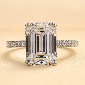 RODIFFY 4.5ct  Rectangle Cut  Engagement Ring for Women,5A Cubic Zirconia 925 Sterling Silver Eternity Pure Romance Ring