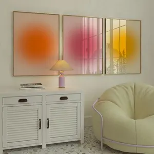 Positive Aura Posters Set Of 3, Spiritual Poster, Grainy Gradient, Gradient Print, Colourful Aura Poster