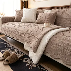 Thickened Non-Slip Fleece Sofa Covers, Durable Soft Fabric, Pet Friendly Couch Covers for Living Room, Bedroom Elastic Furniture Protector
