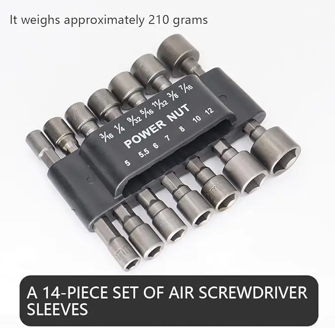 14PCS Power Nut Driver Set for Impact Drill, Professional Metric & SAE Nut Drivers Bit Set, 1/4 Inch Hex Shank Drill Socket Set, Metric Nut Driver Set