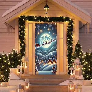 Elastic Room Door Decoration Set, Simple Installation Christmas Door Cover Banner, Party Decorations Banners, Happy Holidays Door Hanger for Home Indoor Outdoor Party Decorations