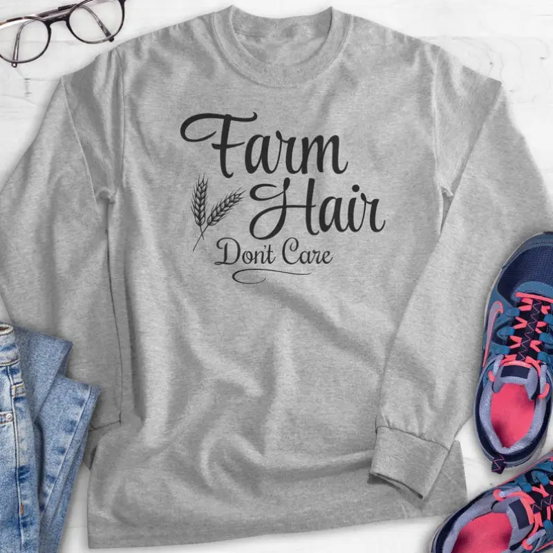 Funny Farm Hair Don't Care Sweatshirt Farming Sweatshirt Gift For Farmer