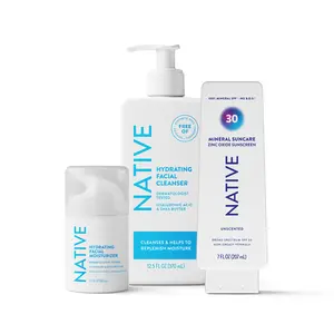 NATIVE Skincare Bundle – Hydrating Cleanser, Hydrating Moisturizer + SPF 30 Sunscreen Lotion