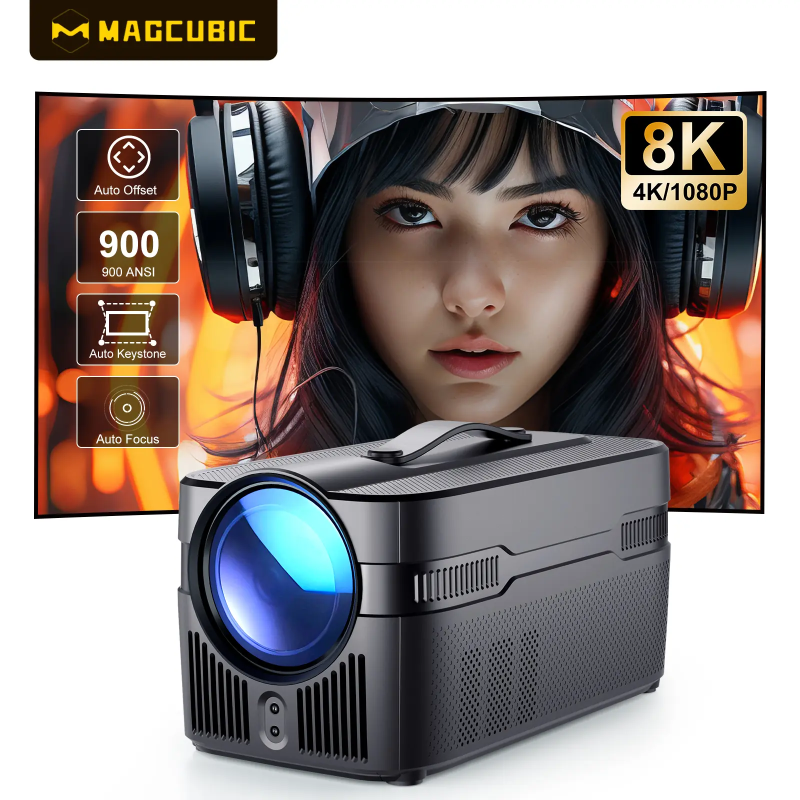HY450C 900ANSI Projector Auto Focus 8K Decode 0.6:1 Ultra Short Throw Full HD Native 1080P Auto Offset WiFi6 BT5.4 Built-in Daul 5W HiFi Speaker Auto Keystone Correction Home Theater #SummerWins #DealsForYouDays