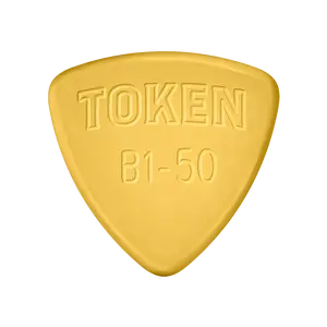 TOKEN B1-50 Guitar & Mandolin Pick Translucent Amber Material 1.27 mm Small Triangle for Solid Attack Bright Tone Low Friction Pro-Level Durability