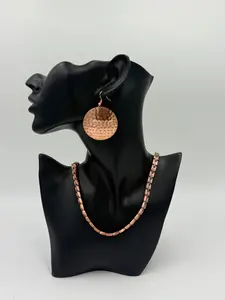 Magnetic Copper Necklace & Earrings Combo Vintage Jewelry Set with 3500 Gauss Neodymium Magnet for Healing Benefits and Stylish Design