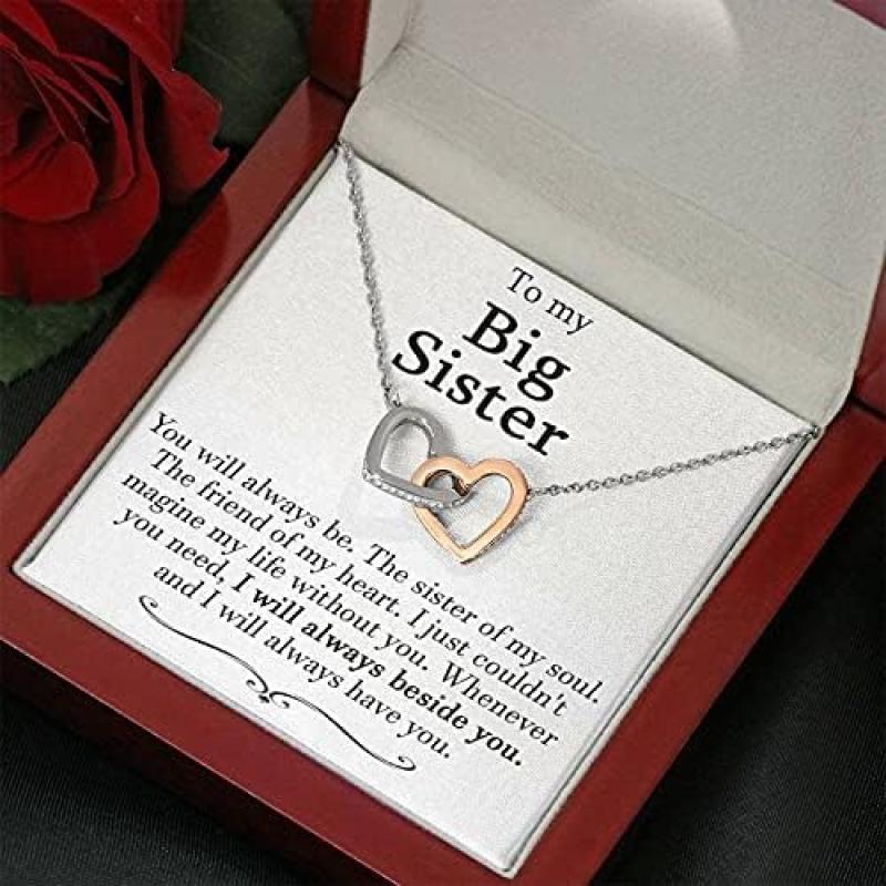 Big Sister and Little Sister Necklace, Big Sis Lil Sis Gift, Matching Sister Necklaces, Christmas for sister, Sister to Sister Gift, Interlocking Hearts Necklace I will always beside you