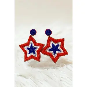 Stars & Stripes Seed Bead Earrings