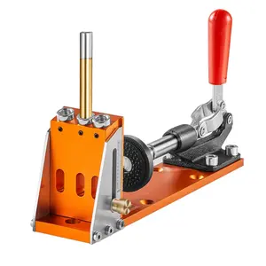 30-Piece Pocket Hole Jig Kit, Adjustable Power Tool Accessory with Step Drills, Drill Stop Rings, Wrenches, Square Drive Bits, Dual Scale Marks for DIY Carpentry Projects