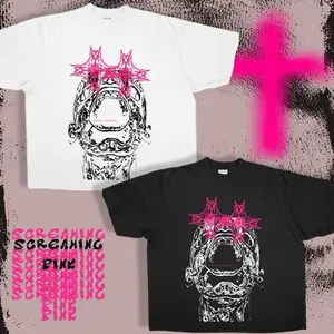 Quinn Anthony Official-SCREAMING P!NK Drop shoulder Casual Streetwear Crewneck T-shirt