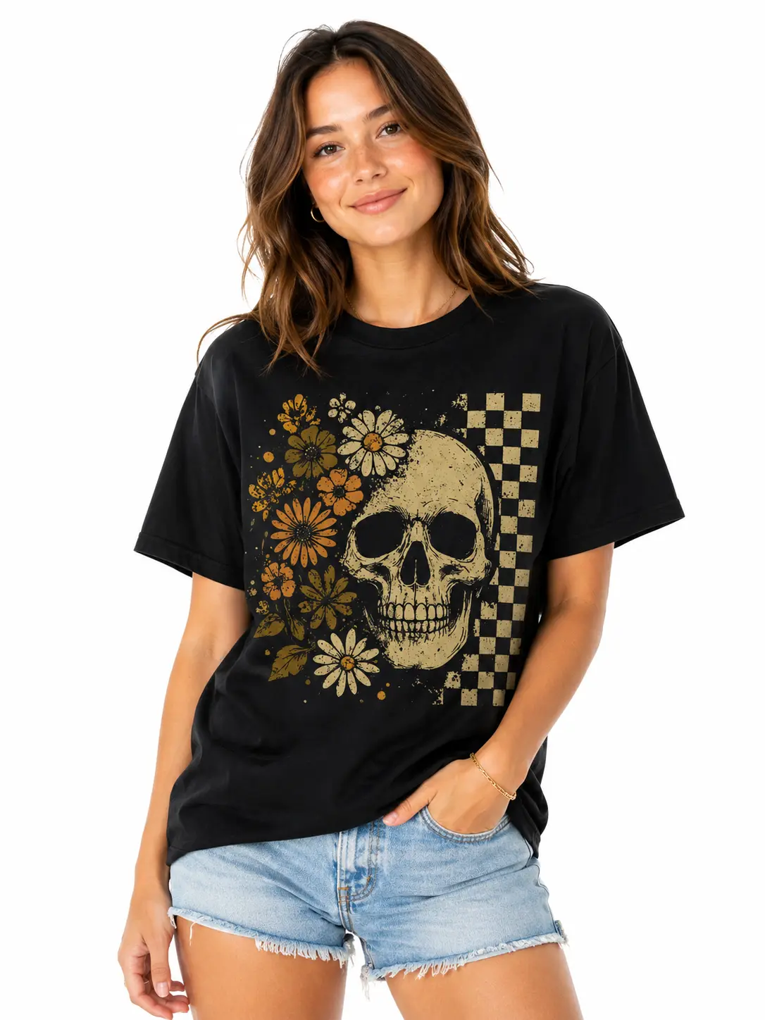 Cotton Plus Size Unisex Graphic Summer Comfort T-Shirt Skull Graphic Tee, Crew neck Breathable Comfortable Loose Fit Tops, Retro Boho Cute Spooky Summerween T-Shirt, Halloween Tee for Men And Women,Gooning Meme T-Shirt,Gifts for him/her