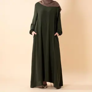 Essential Flow Crepe Maxi Dress with Pockets(MA385) Modestdresses Modest Solid Color summerwins