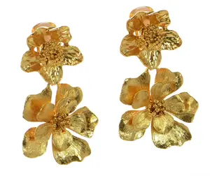 Oscar de la Renta Classic Goldtone Flower Earrings Female