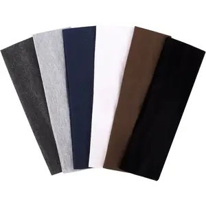 6 count Elastic Cotton  Band Stretchy Hairwarp  Running Exercise Yoga Hair Headbands (Black/White/Dark Grey/Light Grey/Brown/Dark Blue)