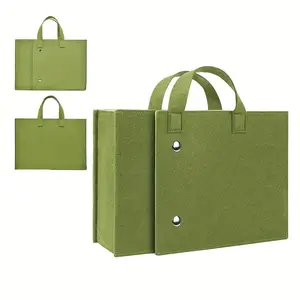 Women's Green Felt Foldable Multi-Functional Storage Bag - Backpack Travel Briefcase Office Supplies Organizer with Buttons  Art Student Storage Bag Sketching Tool Organizer