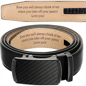 Engraved Ratchet Belt - Customized Leather Slide Belt with Automatic Buckle, Men's Accessories, Ideal Customized Gift for Him, Anniversary Gift For Him