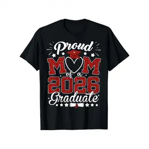 Unisex Loose-Fit Proud Mom of 2026 Graduate T-Shirt - Class of 2026 Senior Celebration, Red with Lettering & Diploma Design, Graduation Season Gift for Parents (Halloween, Christmas, Thanksgiving) Crewneck Womenswear