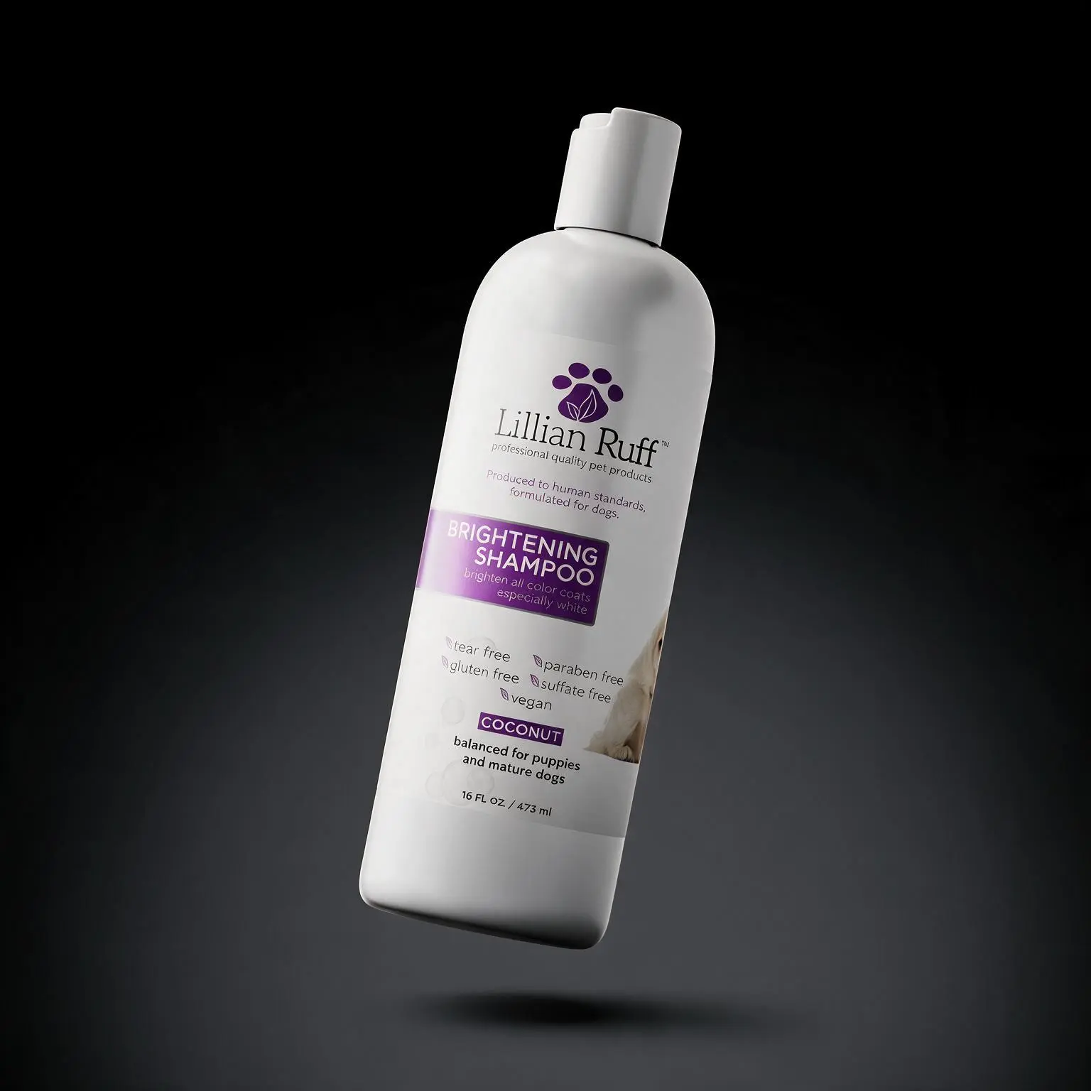 Lillian Ruff Brightening Shampoo for Dogs and Cats - Coconut, Made in USA (16 oz)