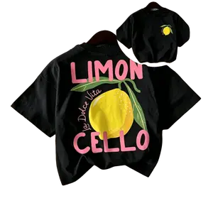 Women's Lemon & Letter Print Round Neck Tee, Casual Cute Fits Short Sleeve Crew Neck T-shirt for Summer, Fashion Women's Top for Daily Wear, Crewneck Tshirt, Summer Clothes Women, Casual Comfy Top