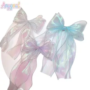 Anygoal Iridescent Shimmer Sheer Organza Ribbon Roll,4cm Wide X 8m LongRainbow Pastel Tulle Fabric for Gift Wrapping Bows Soft Pastel Colors,Wedding Bouquet Crafts, Soft Flowy Chiffon Tape beach outfits summervibes