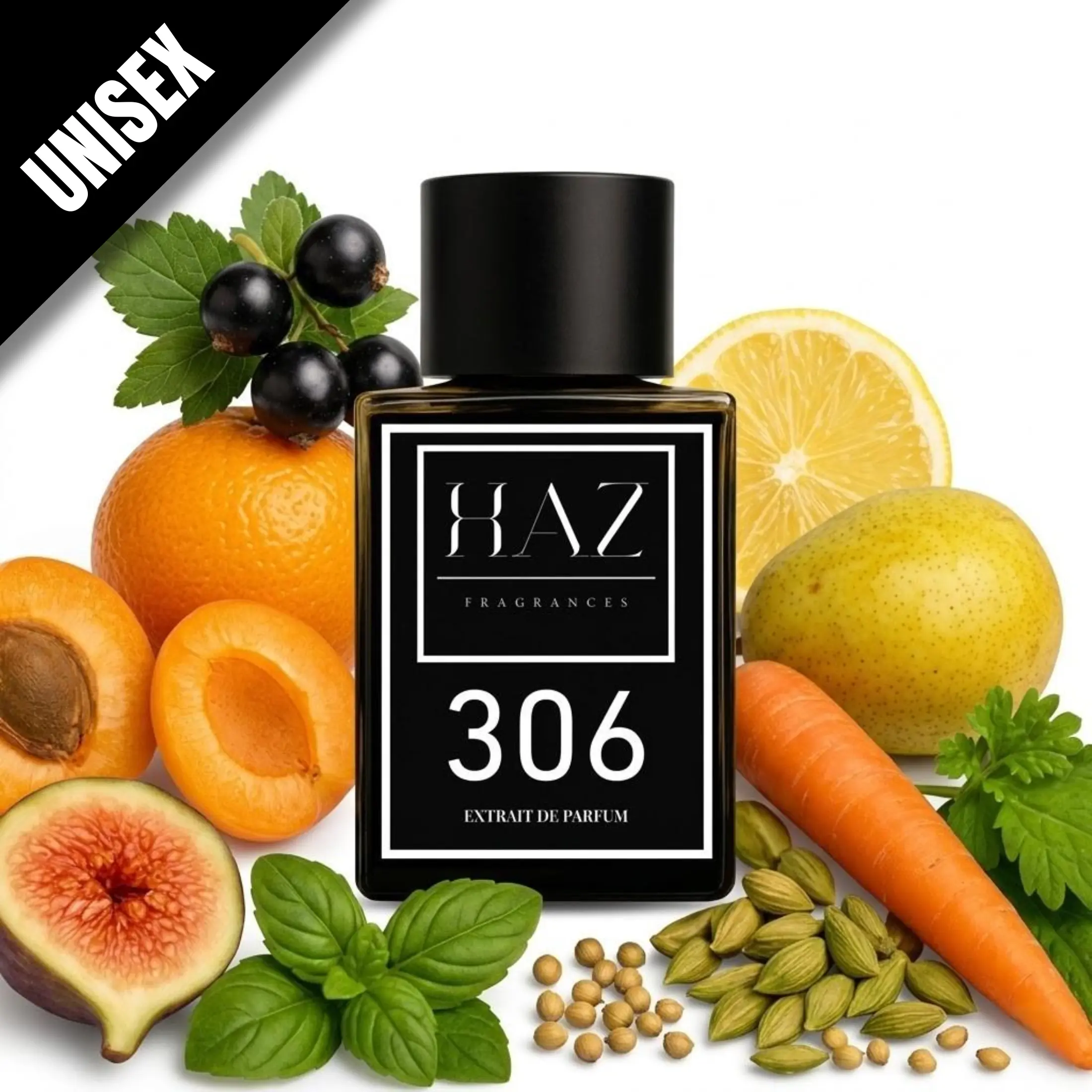 HAZ Fragrances 306 Extrait de Parfum - Fruity Unisex Daytime Wear Fragrance with Crisp Citrus Marine, Grapefruit, Jasmine, Cedarwood, Pacific Chill Notes, Fruity Unisex Fragrance
