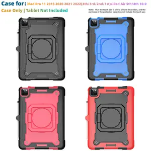 Case for Tablet ipad Pro 11(4th/3rd/2nd/1st) 2018/2020/2021/2022 with 360 Rotating Kickstand Heavy Duty Shockproof Protective Protection for iPad AIR4/5 10.9 Inch Cover with Stand Carrying Shoulder Strap(No for ipad air6/7 10.9)