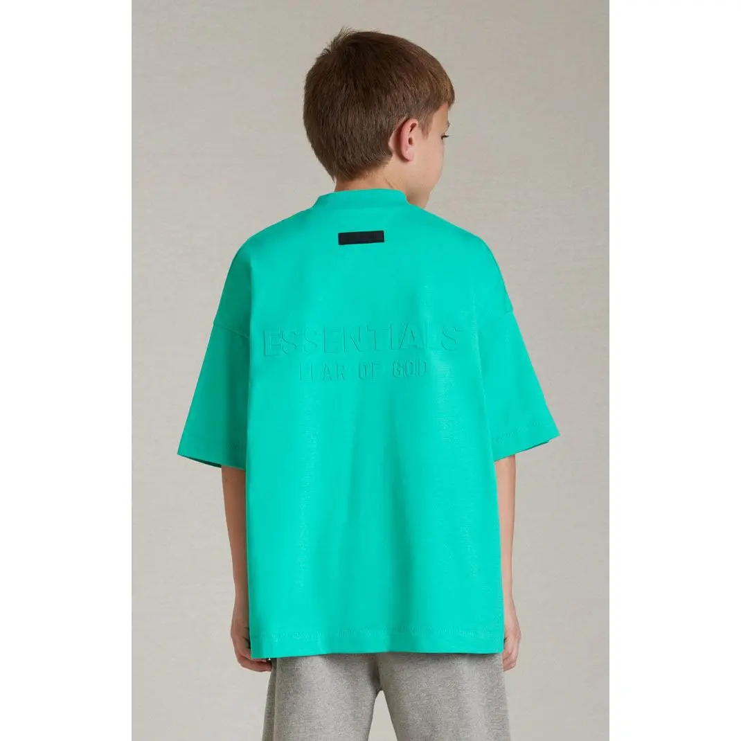 Kids Fear of God Essentials Mint Leaf V-Neck T-Shirt - TikTok Shop