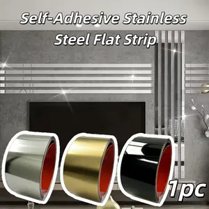 6cmx3meters Self-Adhesive Stainless Steel Flat Strip - Metal Decorative Line - Removable Metal Mirror Finish for DIY Home Decor, Perfect for Mirrors, Walls