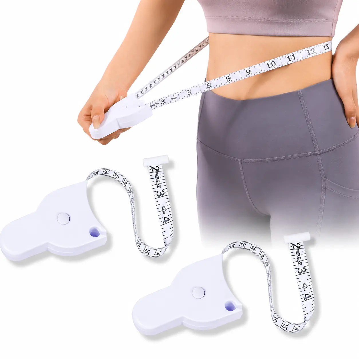 2 PCS Retractable Body Measure Tape 150cm - Locking Mechanism, Push-Button Retract, Measuring Instrument, Portable Tool, Retractable Gauge, Long Flexible for Adults, Portable Measuring Tool, Retractable Measure Gauge