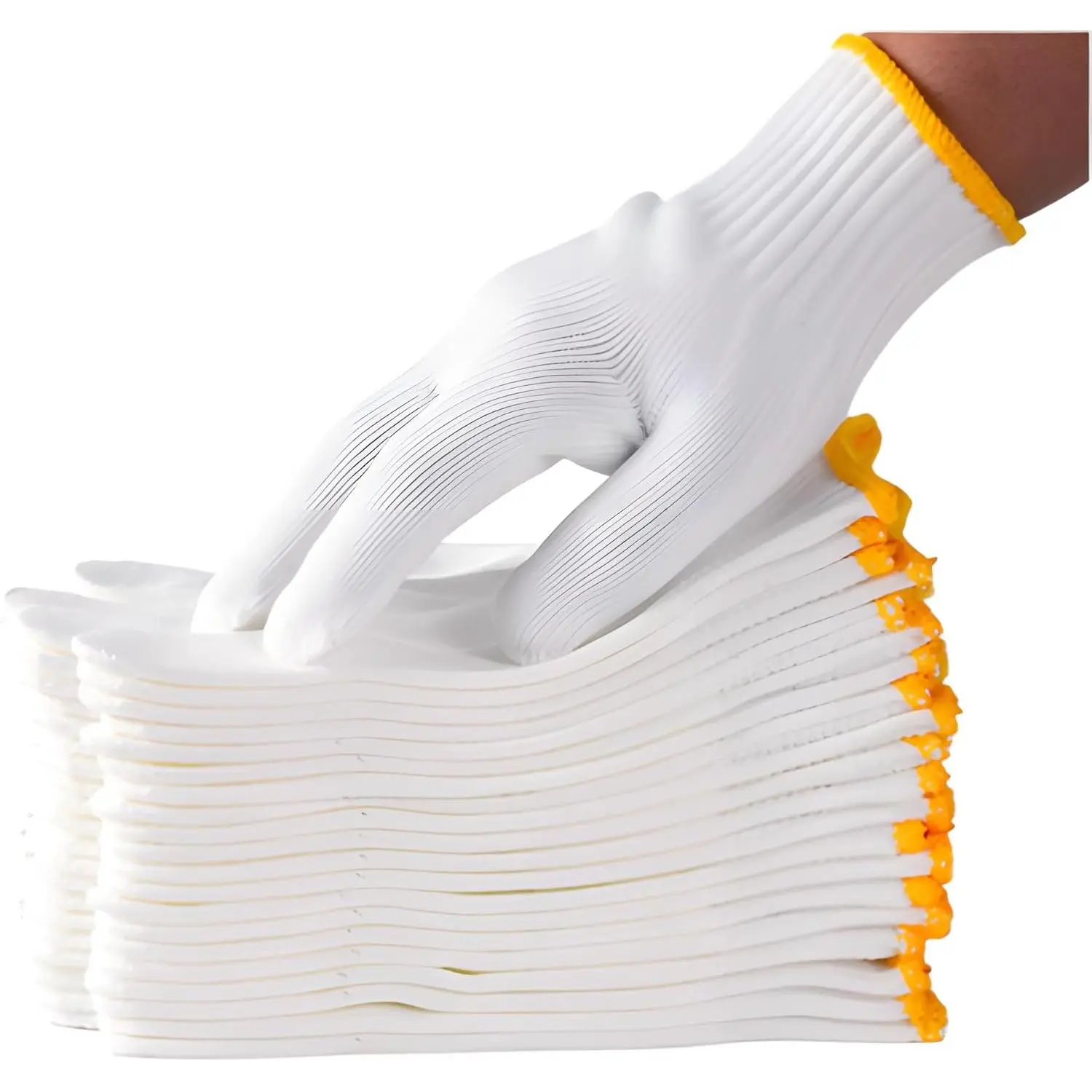 Unisex white cotton polyester knitted safety gloves,suitable for gardening,warehouse,cooking work-12/36/240 pairs