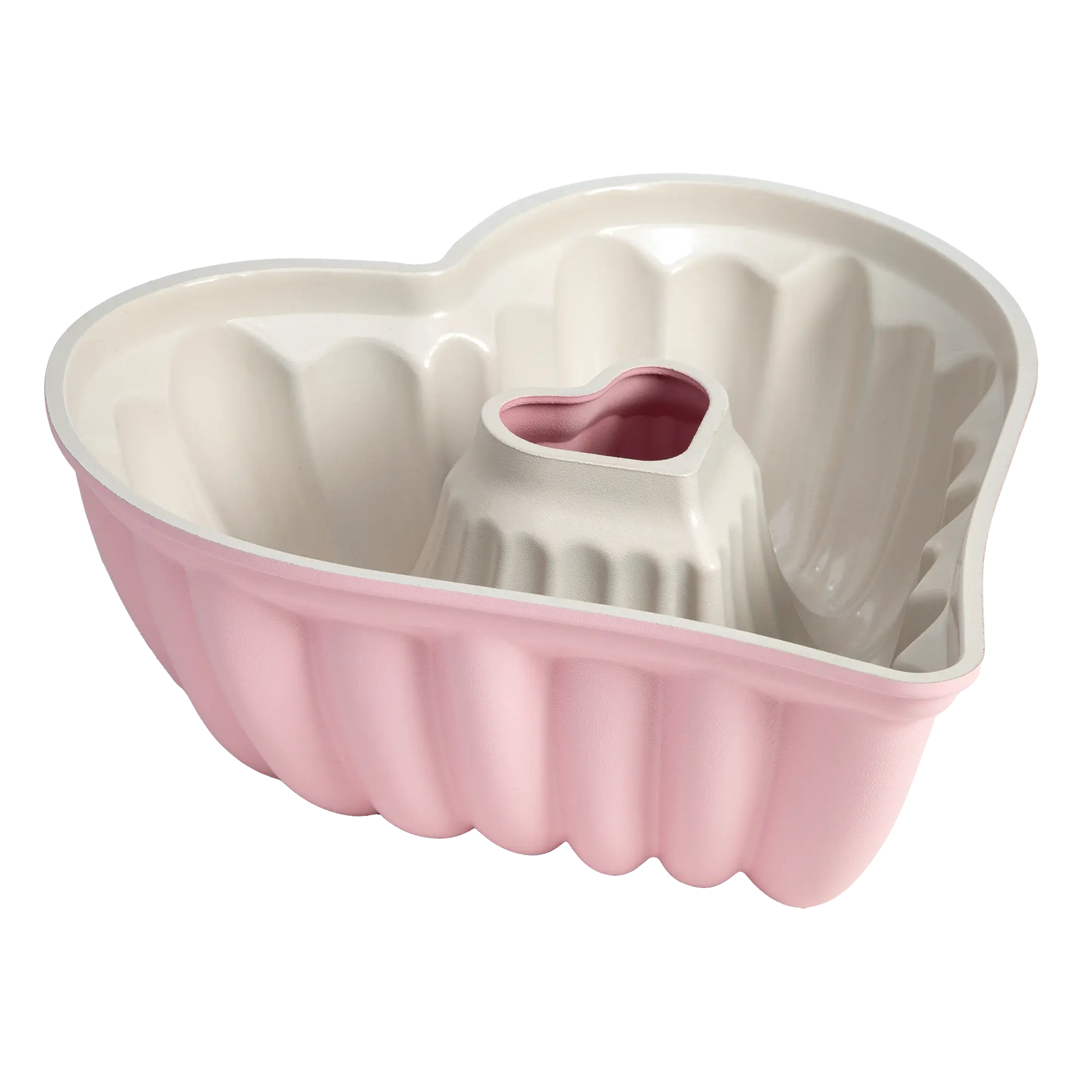 Paris Hilton Premium Nonstick Ceramic-Aluminium Heart-Shaped Fluted Baking Tin, 9.5-in Pink Bakeware for Desserts, Dishwasher Safe