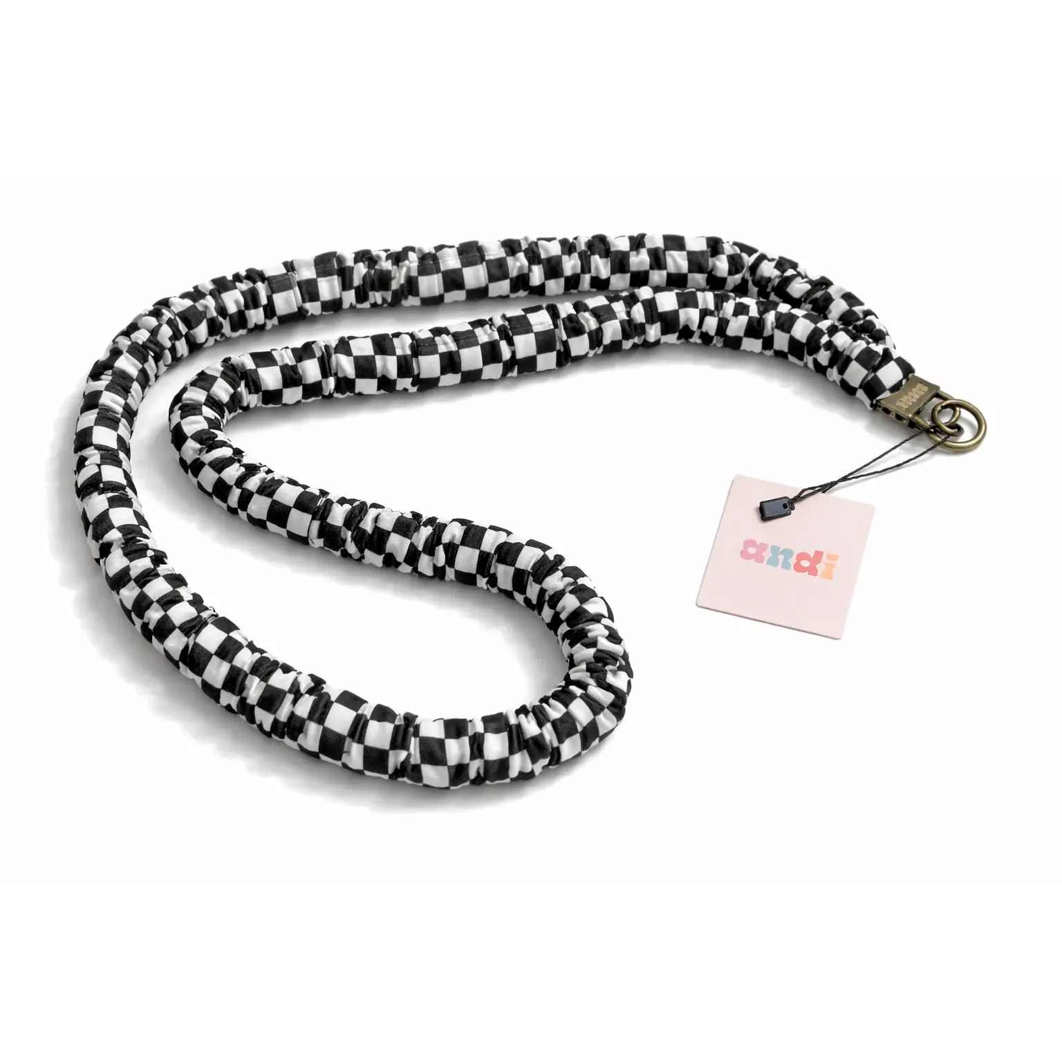 Andi-Black Checkerboard Lanyard