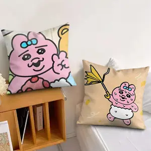 O-Opanchu UsagiI cartoon Cushion Cover Soft Short Plush Fabric Double-Sided Print Organic Breathable Sofa Pillow Case, Home Machine Washable in Perfect for Home Decor Warm Winter Home Child Gift