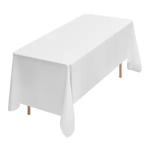 White Tablecloths for Rectangle Tables, 6 Pack, 70x 120 Inches, Reusable and Machine Washable Table Clothes, Wrinkle-Resistant Polyester Fabric Table Covers for Wedding, Party, Banquet