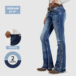 Flamingals Wash Studded Side Mid Waist Bootcut Jeans Womenswear