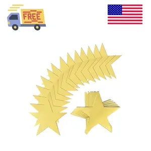 100 Glitter Gold Five Star Cutouts - Double Printed Paper Star Decorations