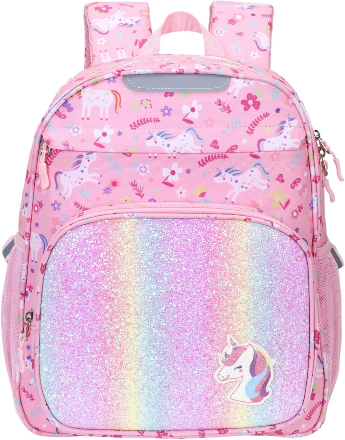 Toddler Backpack for Girls Preschool Backpack for Kids Age 3-5 | 14 Inch Fits Folder, Insulated Pocket for Lunch & Snacks, Kids Backpack with Chest Strap, Comfort Padded Straps, Pink Unicorn