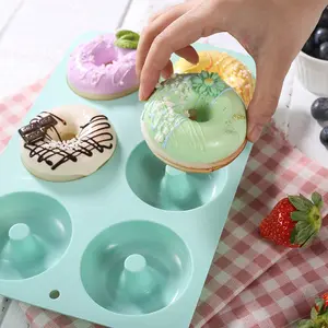 Silicone Donut Cake Mold for Baking, 6-Cavity Non-Stick Slot Mould, Heat Resistant & Easy Clean, Cute DIY Cookie Mold for Christmas Festival, Silicone Molds