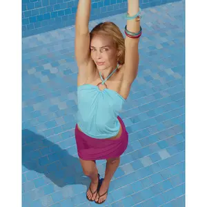 Ballerie Halter Top in Cupro Aqua