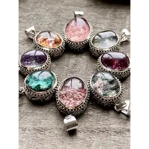 Lodolite Garden Quartz Filigree 925 Silver Handmade Pendant - Crystal, Healing Meditaion