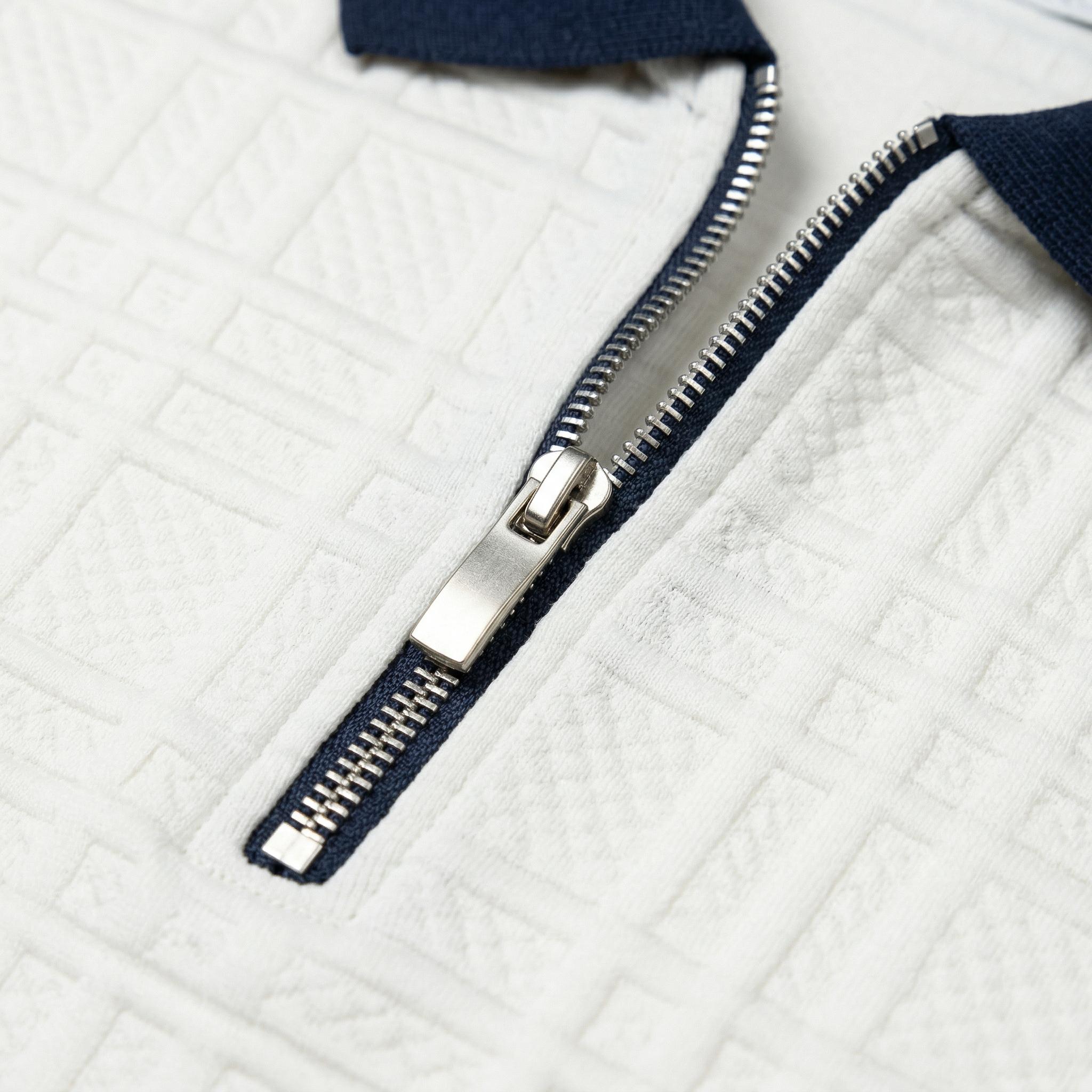 Mens Textured Half Zip Polo Shirt, Breathable Short Sleeve Golf Casual Tee for Men