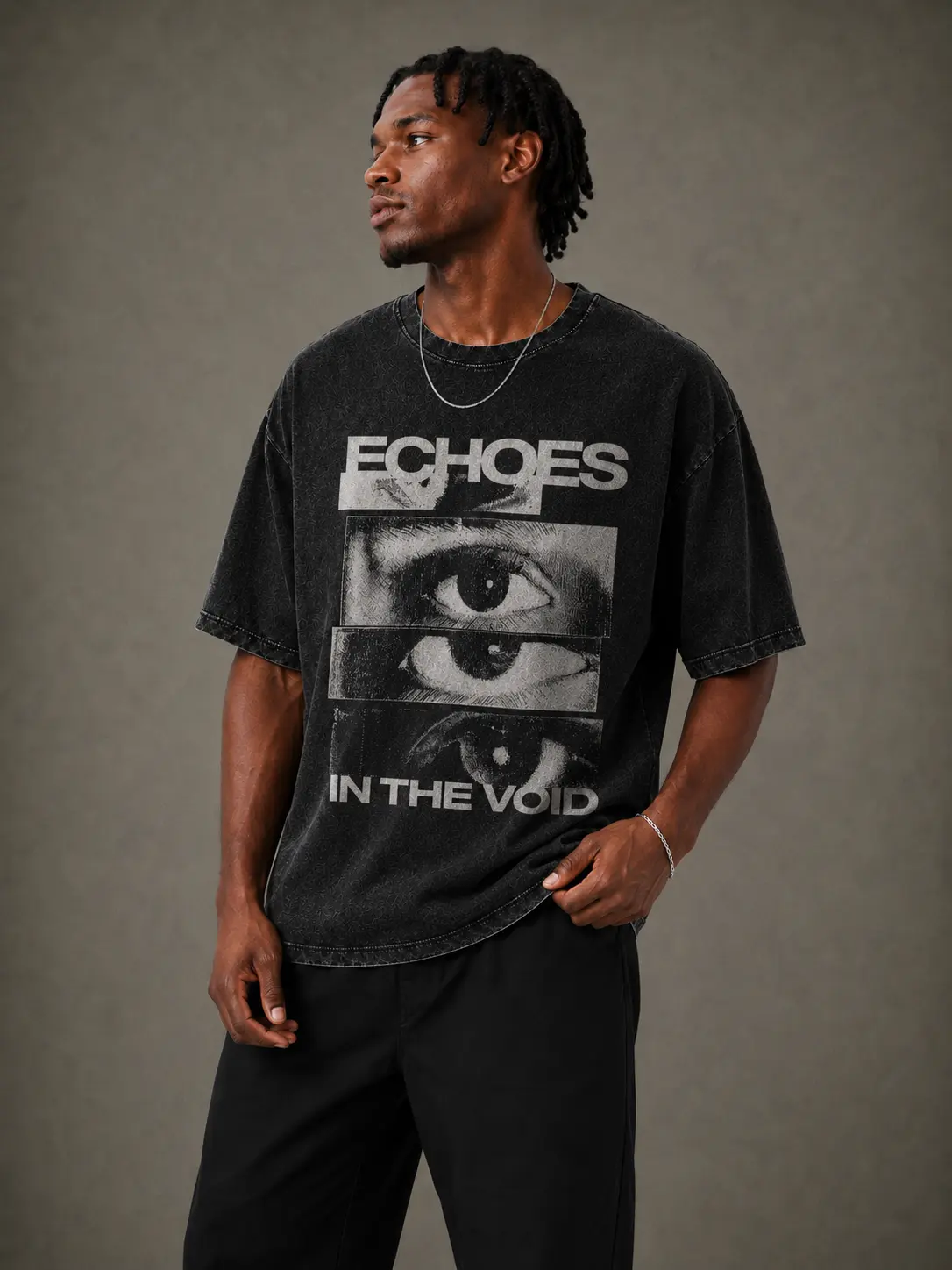 Dark Minimalist Graphic Tee, Surreal Eye Artwork T Shirt, Black Vintage Cotton Shirt, Casual Streetwear Fashion Top