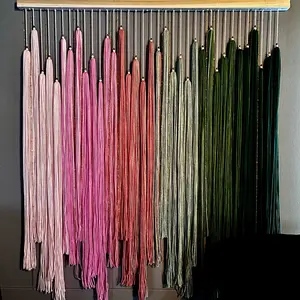 Customizable Wall Hanging Decor with Ombre Effect, Acrylic Yarn, Gold or Silver Beads