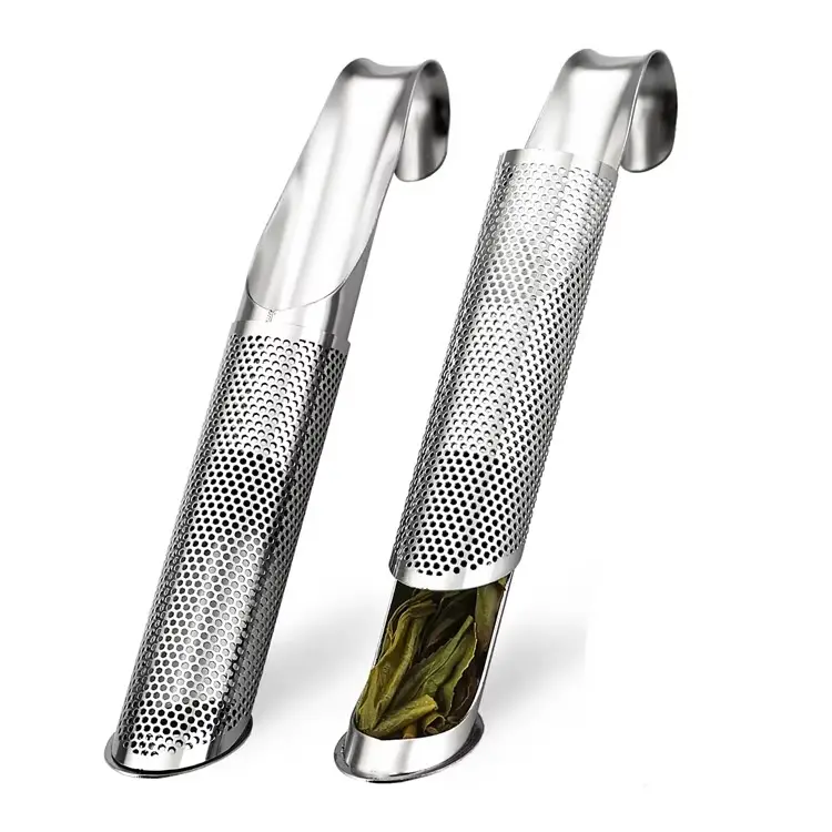 2-Piece Modern Stainless Steel Tea Infuser with Extra-Fine Mesh, Long Handle - 304 Reusable Loose Leaf Tea Strainer Steeper Diffuser for Mug, Cup, Eco-Friendly, Dishwasher Safe, Two Pieces