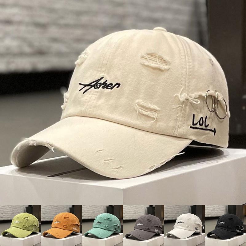 Retro Tattered Jeans Soft Peaked Cap Women's Spring/Summer Simple ...