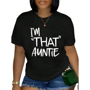 100% Cotton I'm That Auntie Funny Best Aunt Tee T-Shirt Women's Summer Plus Size Classic Soft Crew Neck Tee Tops